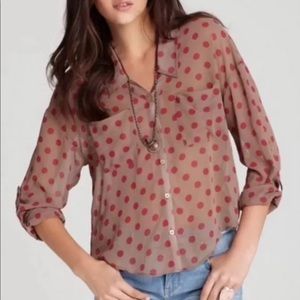 Free People Easy Rider Polka Dot Button Down XS